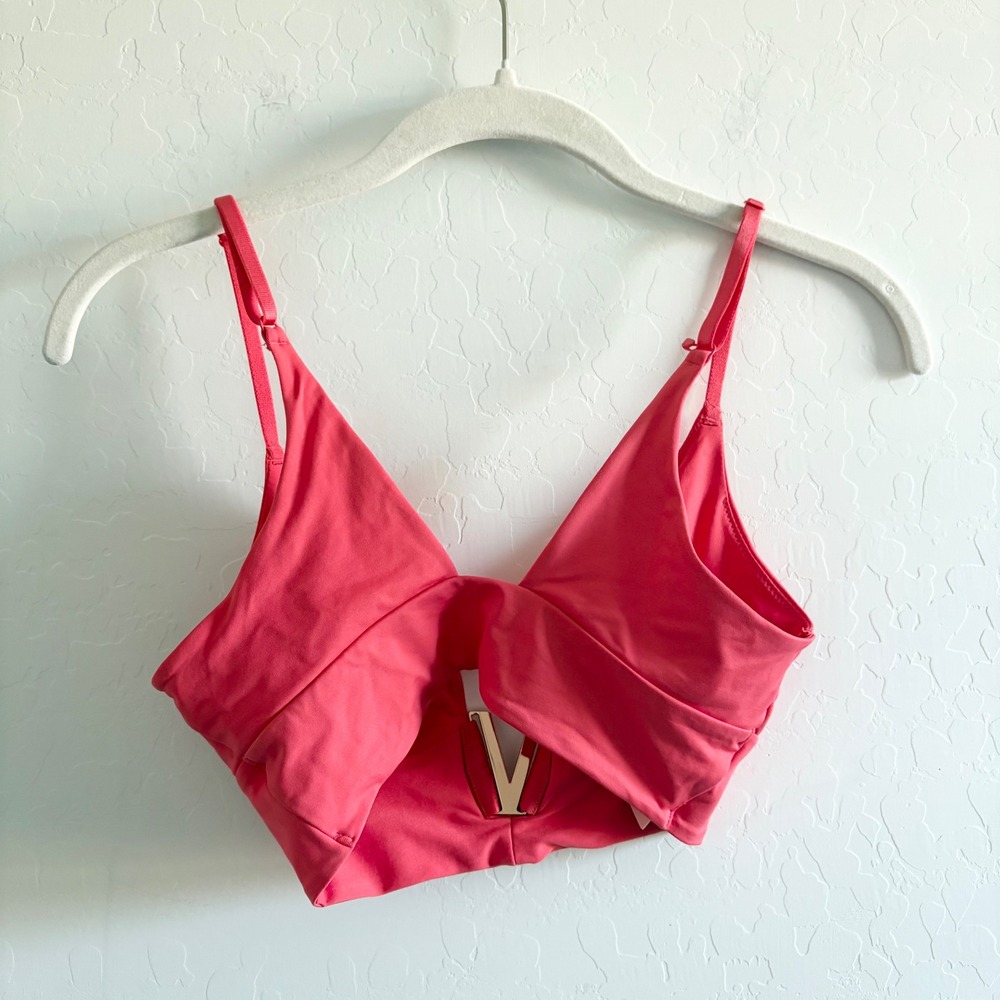 Victoria Secret Pink Hardware V Wire Plunge Crop Bralette Top Swim Bikini Size S - Picture 2 of 4